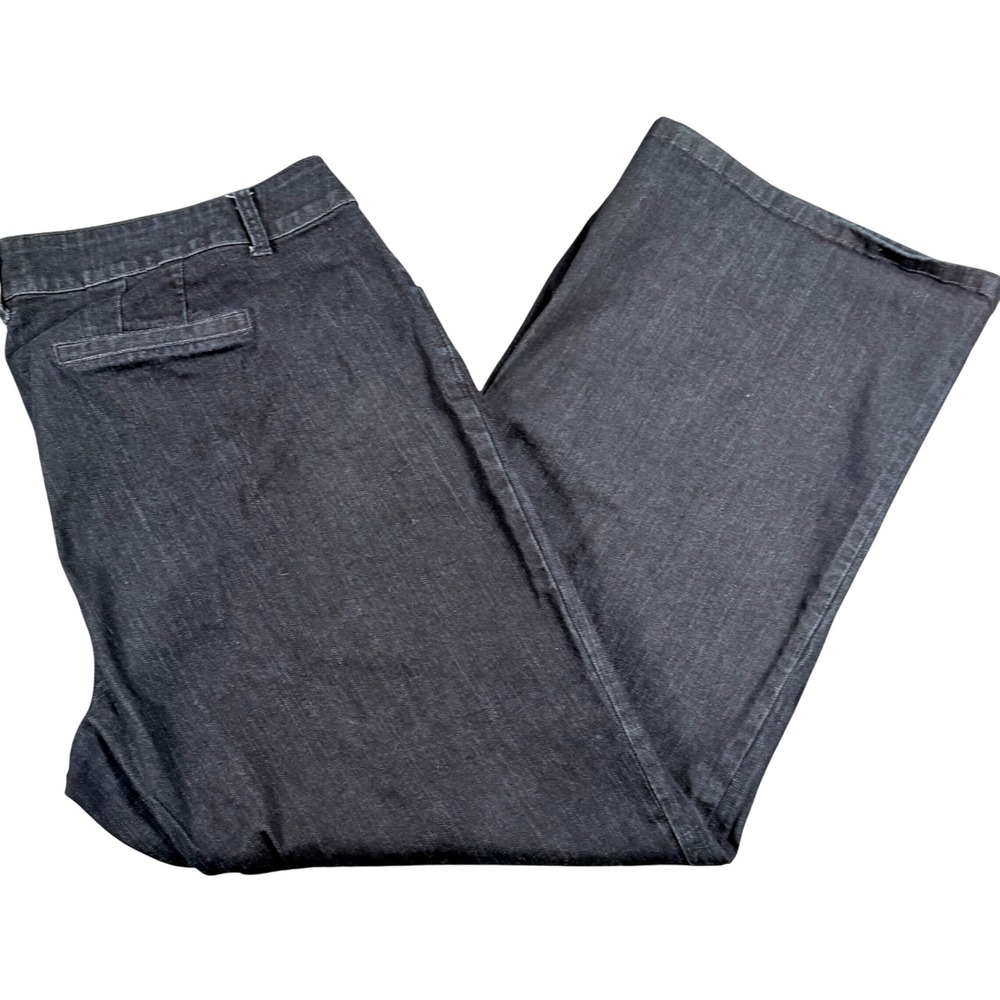 Lane Bryant Sz 24 Trouser Jeans Dark Wash Denim Wide Leg Bootcut 44x31 High Rise